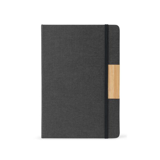 Conjunto caderno A5 com capa rígida e 1 caneta esferográfica em bambu