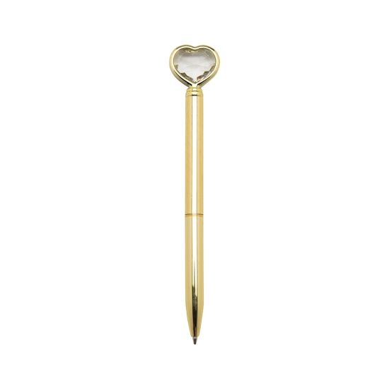 Caneta Metal Coração Diamante