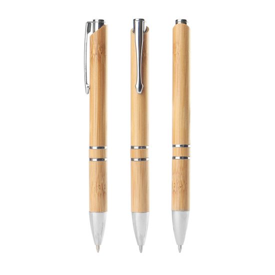 Caneta em Bambu com Detalhe em Metal