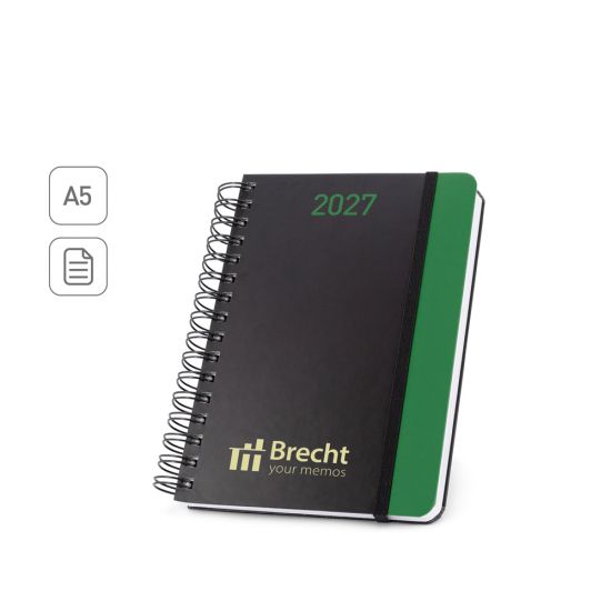 Agenda A5 em papel 100% reciclado e acabamento mate