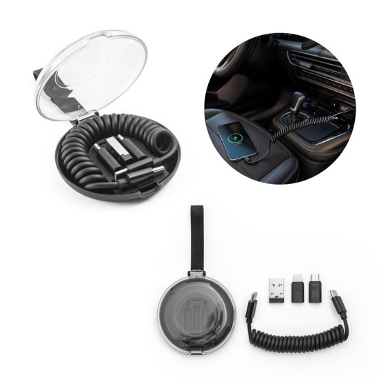 Conjunto Cabo Espiral com Carregamento Super-rápido e Adaptadores