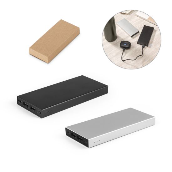 DOROTHY 10. Bateria portátil em alumínio 100% reciclado e bateria em lítio com capacidade de 10.000 mAh