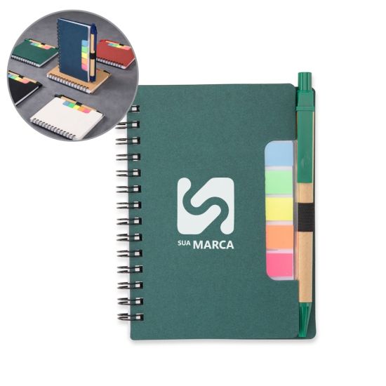 Bloco de Anotações com Autoadesivos e Caneta