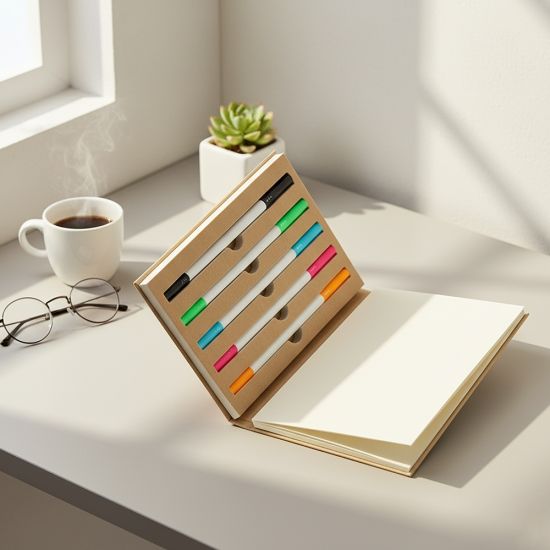 Bloco de Anotações com 5 Canetas