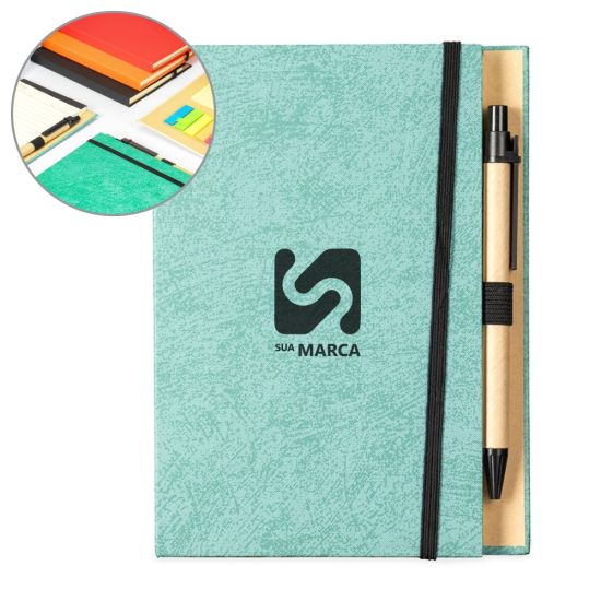 Bloco de Anotações com Autoadesivos e Caneta