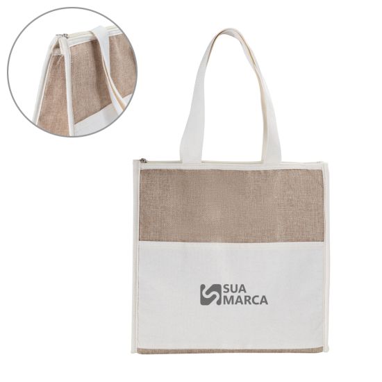 Bolsa Térmica em algodão e Juta Sintética (34x34x16cm)