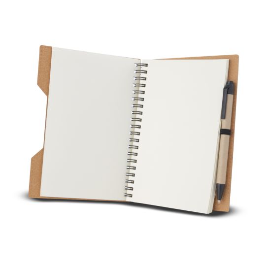Caderno capa em papelão reciclado com caneta