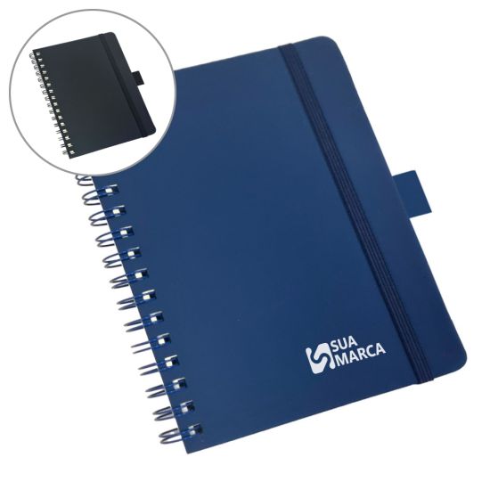 Caderneta Tipo Moleskine Grande em Wire-o com Suporte de Caneta Sem Pauta