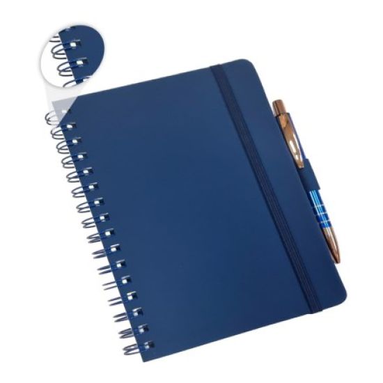 Caderneta Tipo Moleskine Grande em Wire-o Com Suporte de Caneta e Pauta