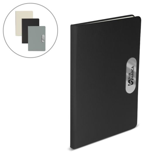 Caderno em PU com placa em metal