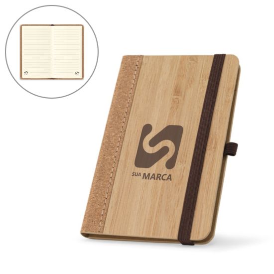 Caderno de Bolso de Capa dura em Folha de Bambu e Cortiça Orwell Pocket