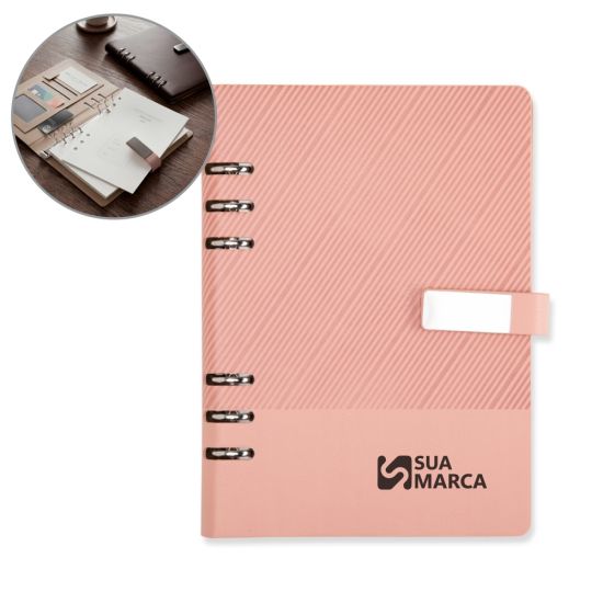 Caderno Fichário Couro Sintético