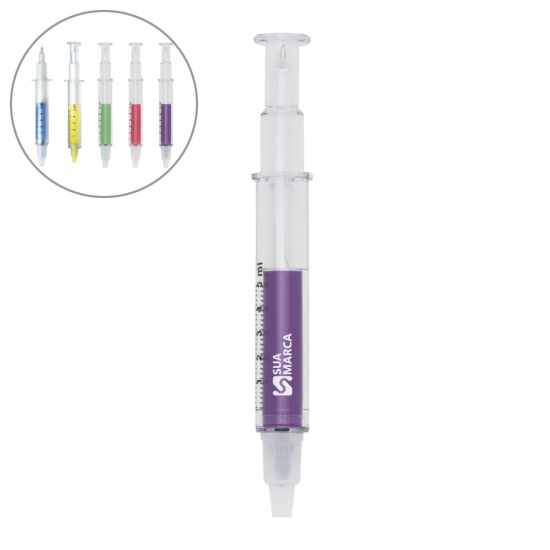 Caneta Seringa Plástica Marca Texto