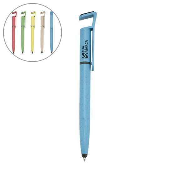 Caneta Fibra de Bambu Touch com Suporte