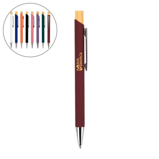 Caneta Metal com Detalhe em Bambu