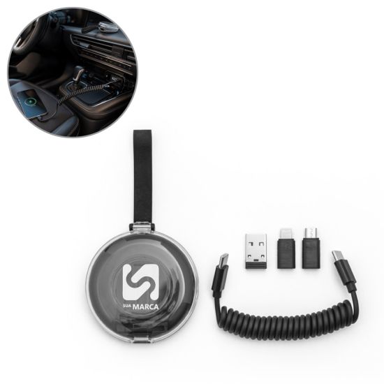 Conjunto Cabo Espiral com Carregamento Super-rápido e Adaptadores