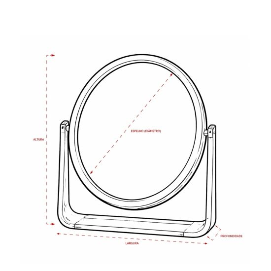 Espelho de Mesa Oval Plástico