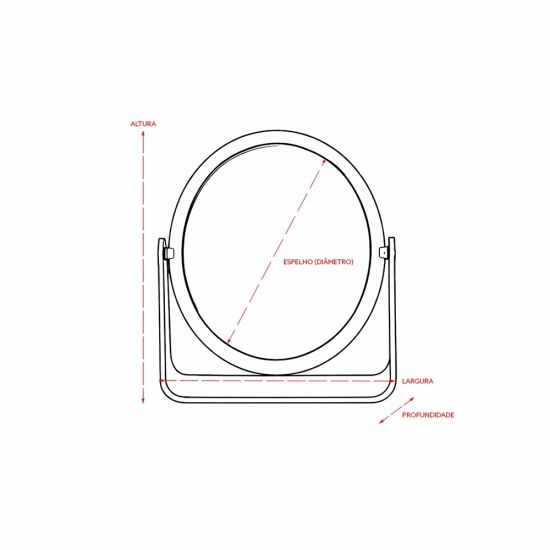 Espelho de Mesa Plástico