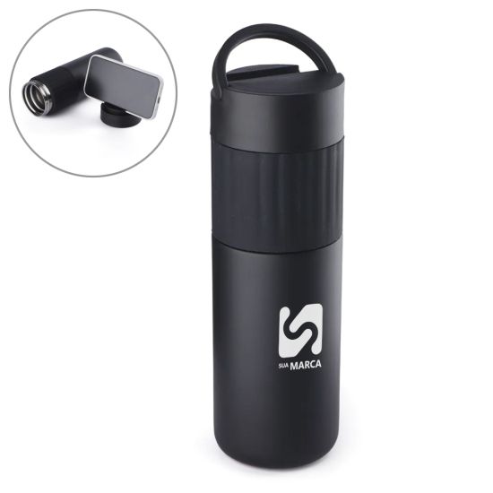 Garrafa Térmica 500ml com Suporte para Celular
