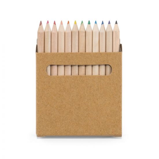 Caixa de cartão com 12 mini lápis de cor COLOURED