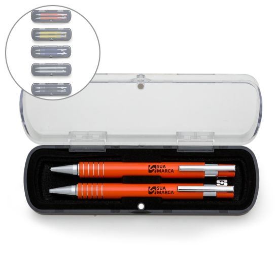 Kit Caneta e Lapiseira Semimetal