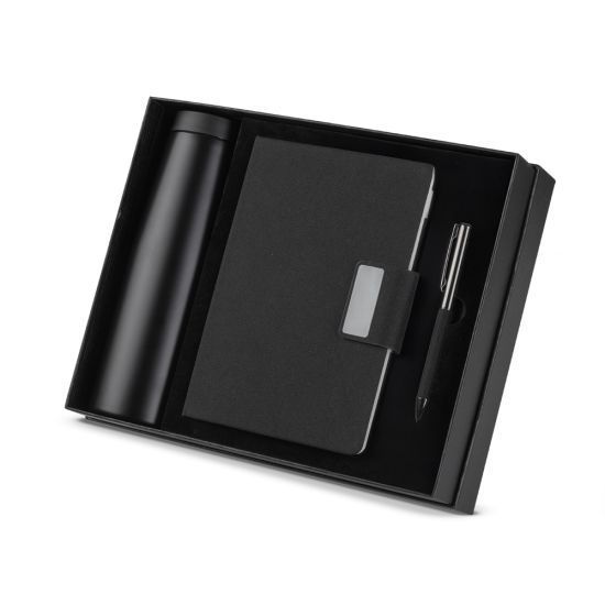 Kit Master Executivo Caderno, Caneta Metalica e Garrafa Térmica