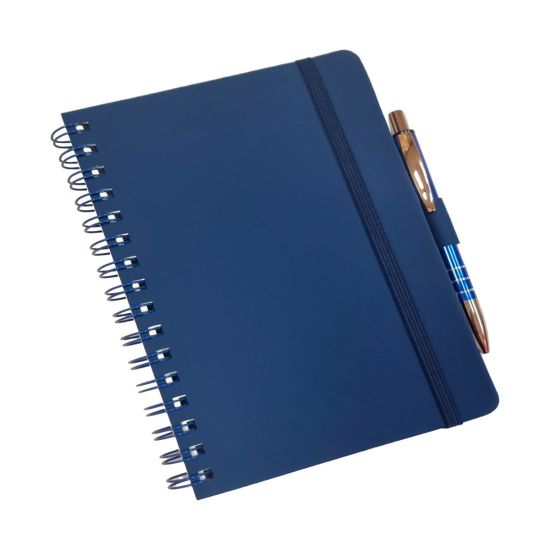 Caderneta Tipo Moleskine Grande em Wire-o com Suporte de Caneta Sem Pauta
