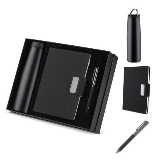 Kit Master Executivo Caderno, Caneta Metalica e Garrafa Térmica