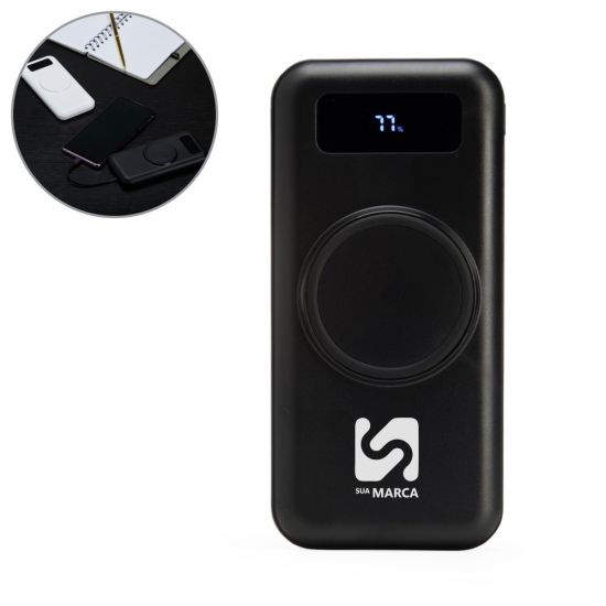 Power Bank 10.000mAh com Carregamento via Indução ou via Cabo