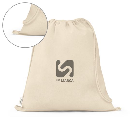 MAIORCA. Sacola tipo Mochila em 100% Algodão Reciclado (180 g/m²)
