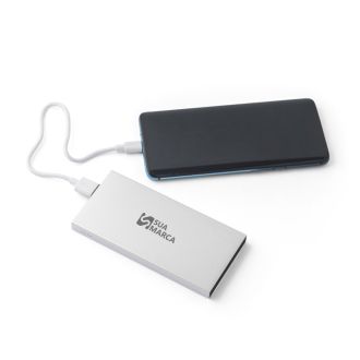 DOROTHY 10. Bateria portátil em alumínio 100% reciclado e bateria em lítio com capacidade de 10.000 mAh