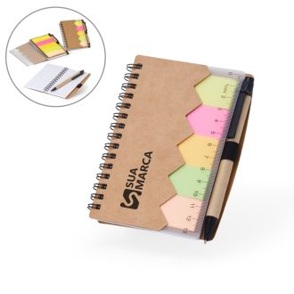 Bloco de Anotações com Autoadesivos e Caneta