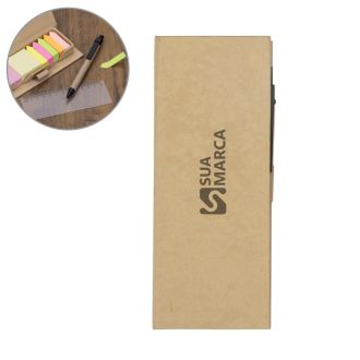 Bloco de Anotações com Autoadesivos e Caneta