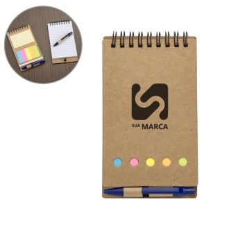 Bloco de Anotações com Caneta e Autoadesivo