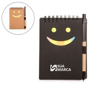 Bloco de Anotações com Autoadesivos e Caneta