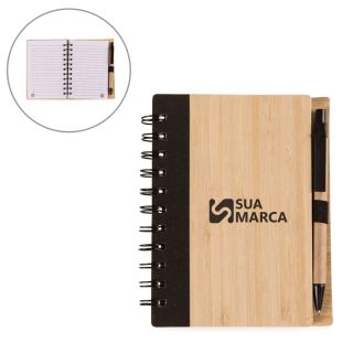 Bloco de Anotações Bambu com Caneta