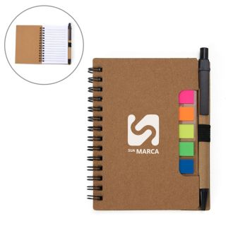 Bloco de Anotações Ecológico com Autoadesivos e Caneta