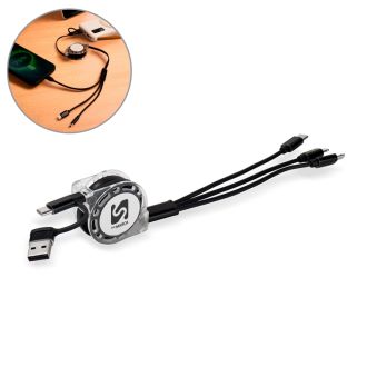 Cabo Retrátil 3 em 1 com Adaptador