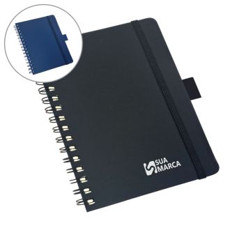 Caderneta Tipo Moleskine Grande em Wire-o Com Suporte de Caneta e Pauta