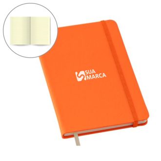 Caderneta tipo MOLESKINE Laranja com Pauta
