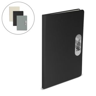 Caderno em PU com placa em metal