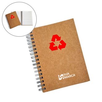 CADERNO KRAFT ECOLÓGICO COM FUNDO VERMELHO