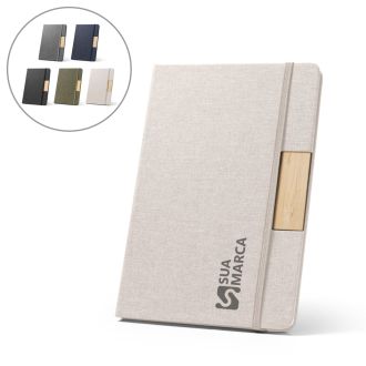 Caderno A5 em tecido poliéster 100% reciclado