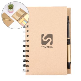 Caderno Ecológico com Autoadesivos e Caneta
