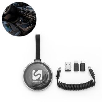 Conjunto Cabo Espiral com Carregamento Super-rápido e Adaptadores