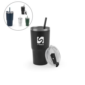 Copo de Viagem Compacto em Aço Inox 91% Reciclado 600ml Jorhey M