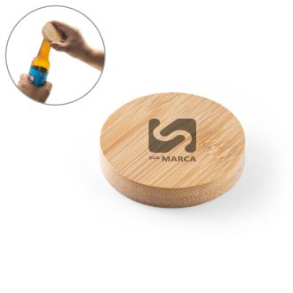 Porta copos em bambu com descapsulador