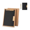 Conjunto caderno A5 com capa rígida e 1 caneta esferográfica em bambu