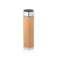 JOSHUA. Garrafa em aço inox e bambu de parede dupla térmica, isolada a vácuo com termómetro digital 430 mL