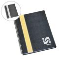 Caderno de Negócios Grande Capa Prata com Faixa Ouro